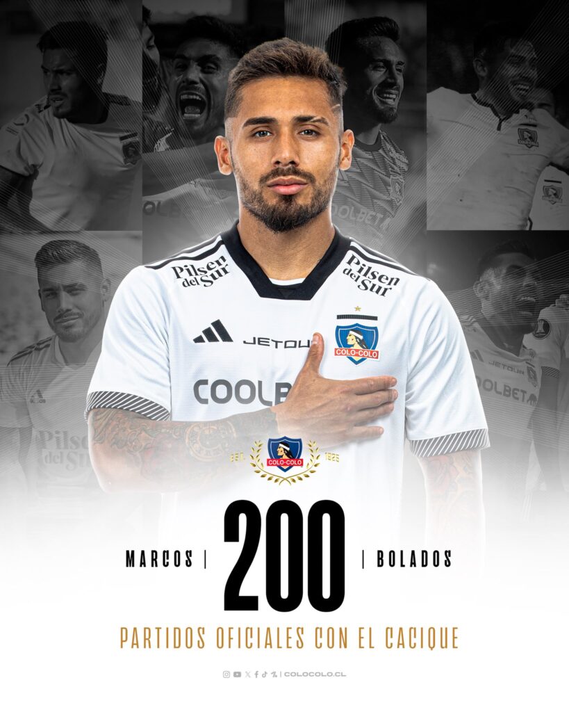 Marcos Bolados en Colo Colo cumplió 200 partidos oficiales